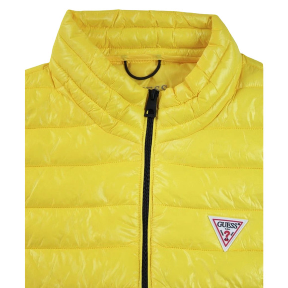 Guess Mens Yellow Puffer Vest L Full Zip Quilted Mock Neck Lightweight Nylon New - Picture 9 of 16